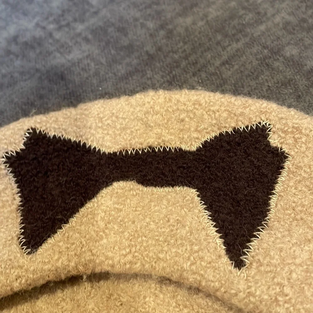 Betmar boiled wool beret with bow tan and brown